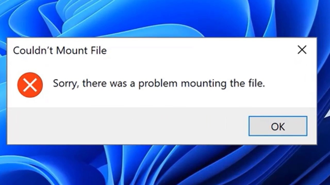 Solved - couldn't mount file sorry there was a problem mounting the file