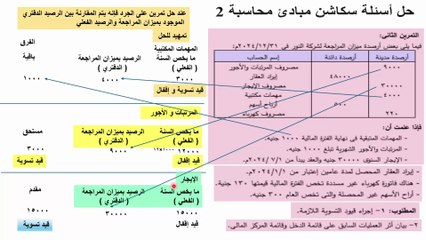 قناة كلية تجارة حل أسئلة سكاشن مبادئ محاسبة 2 أولى تجارة الأزهر بنات 2025 - جرد المصروفات و الإيرادات