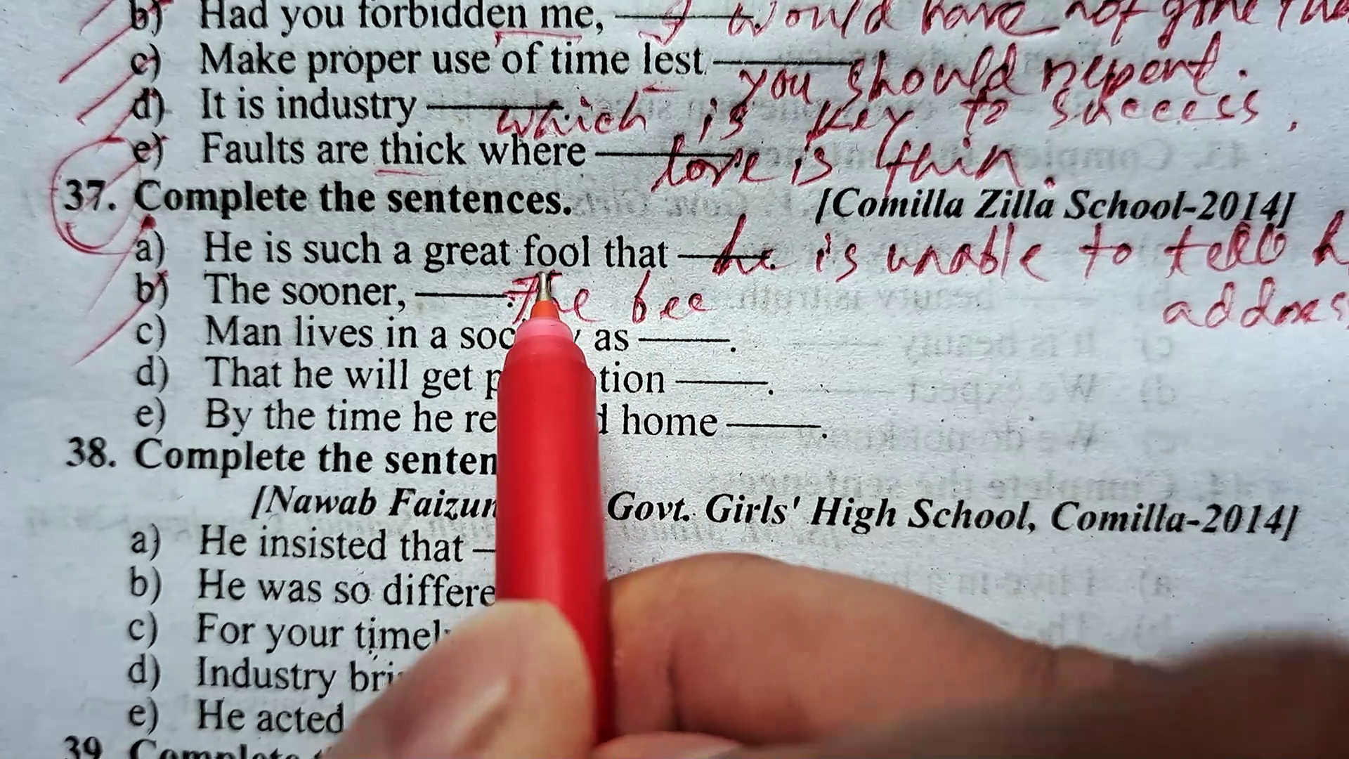 Completing sentence English grammar