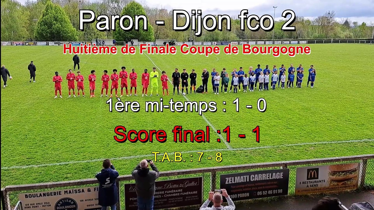 Première mi-temps du match PARON-DIJON (Huitième de finale de Coupe de Bourgogne)