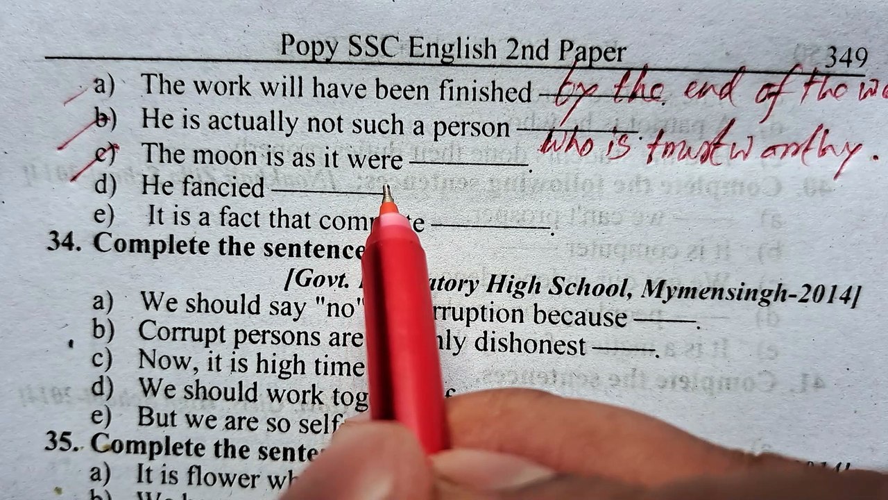 English sentence completion