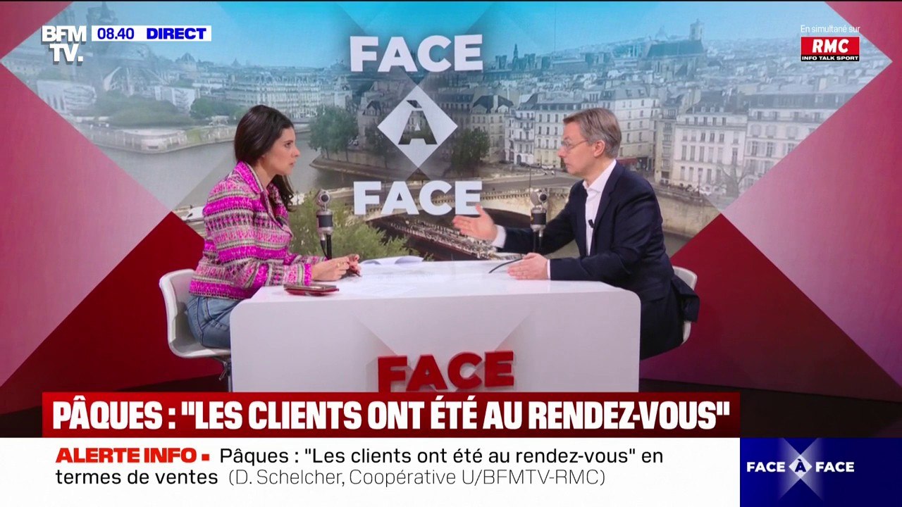 Dominique Schelcher, PDG de Coopérative U, explique qu'il y a eu "une très forte croissance des produits frais" la semaine de Pâques