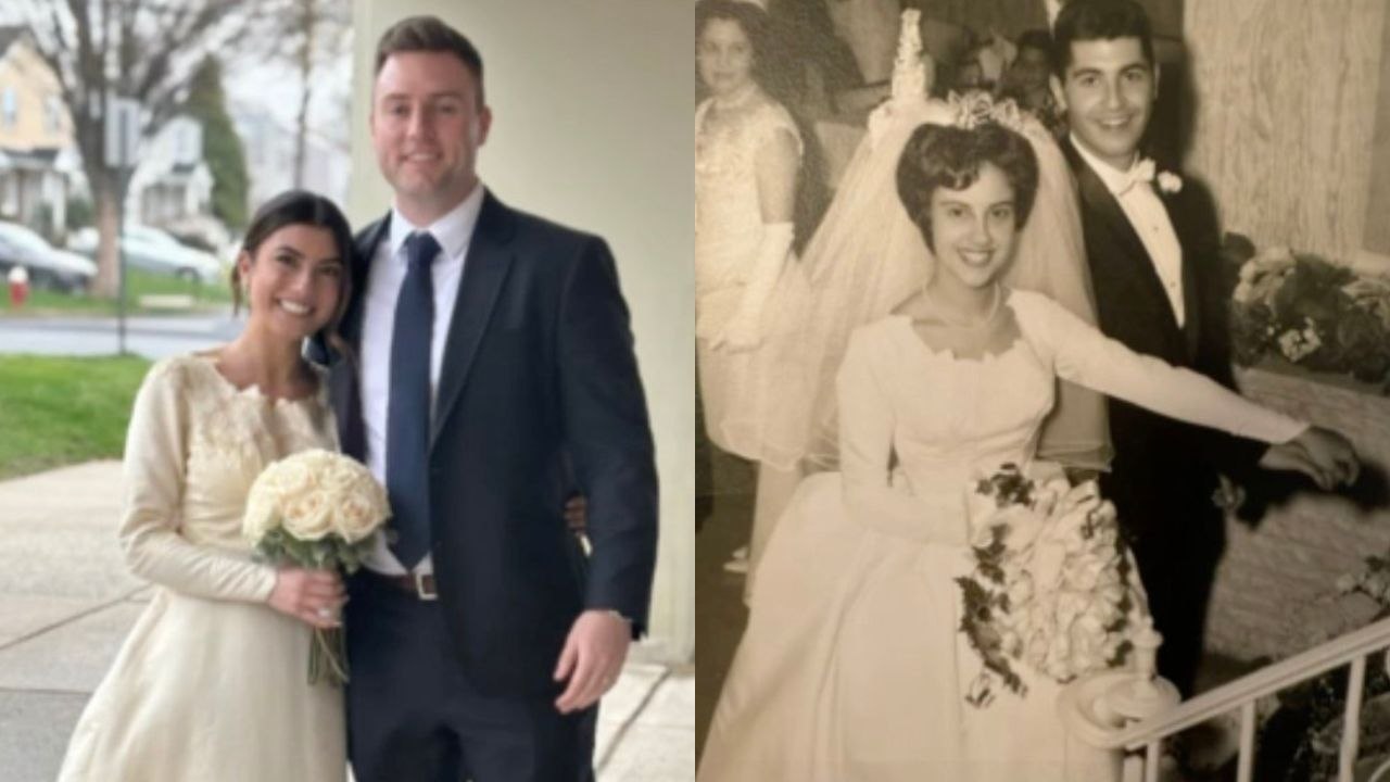 Die Braut überrascht ihre Großmutter, als sie 62 Jahre später ihr Hochzeitskleid trägt