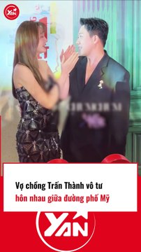 Vợ chồng Trấn Thành vô tư hôn nhau giữa đường phố Mỹ