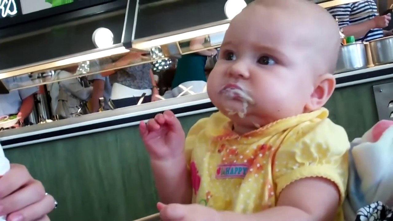 Baby Eating Ice cream  In The First Time Part 1