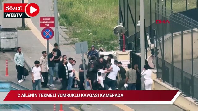2 ailenin tekmeli yumruklu kavgası kamerada