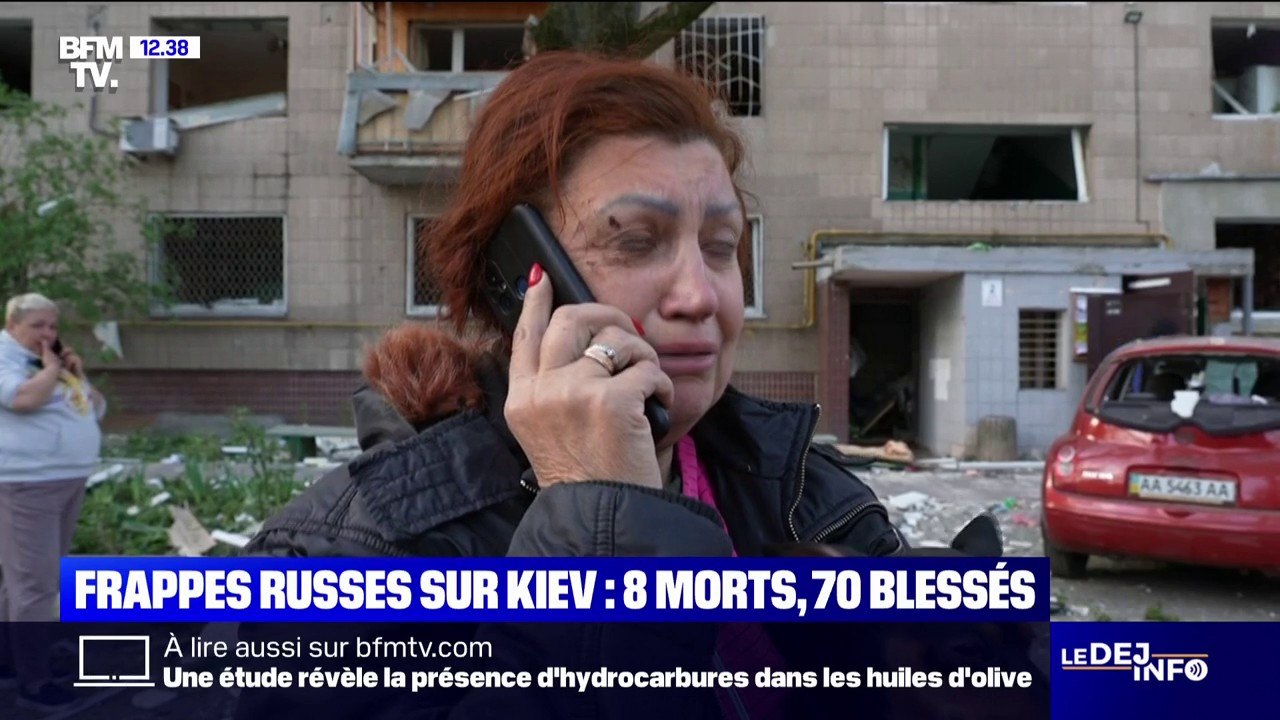 "Mon mari et mon fils ont été projetés de l'autre côté de l'appartement": à Kiev, au moins 8 morts et 70 blessés dans des frappes russes