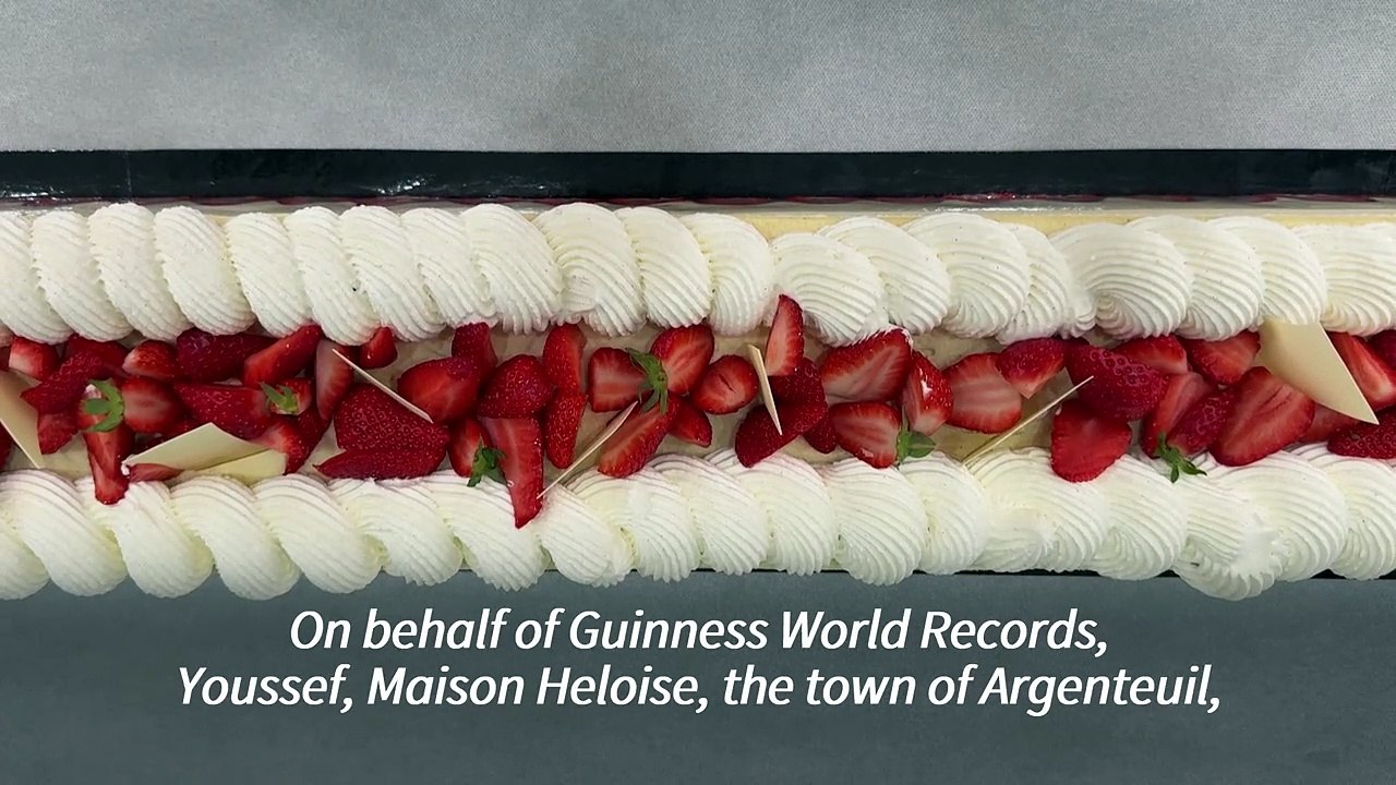 France breaks record for world's longest strawberry cake