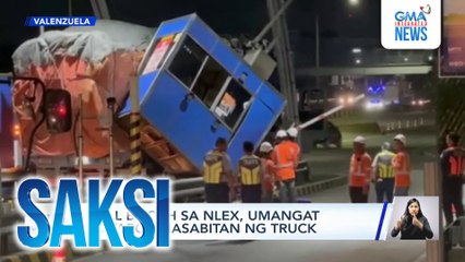 Toll booth sa NLEX, umangat matapos masabitan ng truck | Saksi