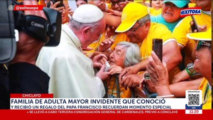 "No veo, quiero tocar tu manito": Anciana invidente conoció al Papa Francisco y recibió un regalo durante su visita a Trujillo