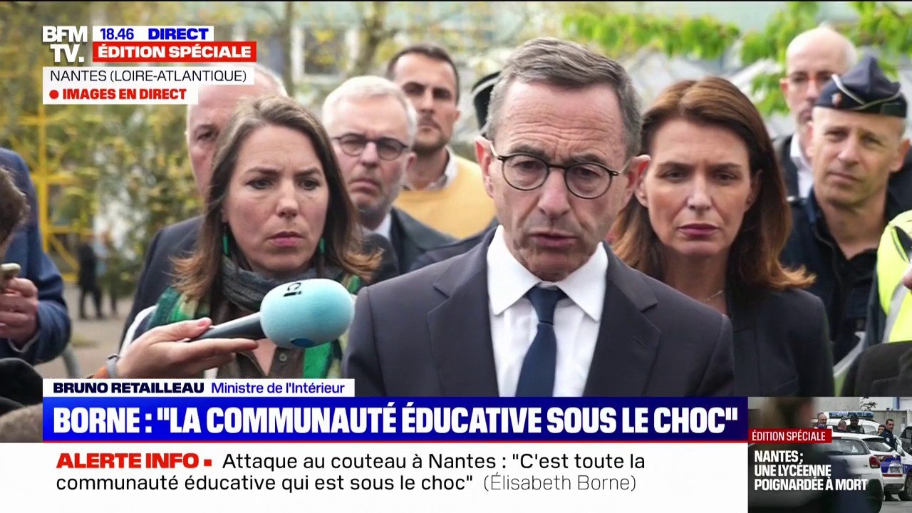 "Ce drame nous bouleverse": Bruno Retailleau, ministre de l'Intérieur, réagit à l'attaque au couteau dans un lycée à Nantes