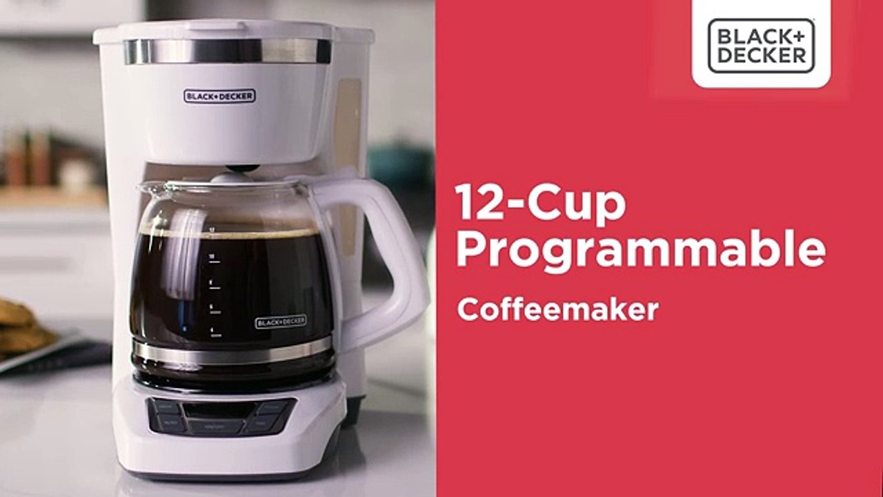 BLACK+DECKER 12-Cup Digital Coffee Maker, Programmable, Washable Basket Filter, Sneak-A-Cup, Auto Brew, Water Window, Keep Hot Plate, Black