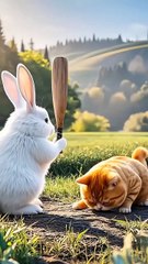 Rabbit and cat funny video #funny #pets #animallife #cat