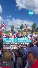 Con banderas en alto y el himno nacional concluye marcha de la Antigua Orden Dominicana hacia el Palacio Nacional