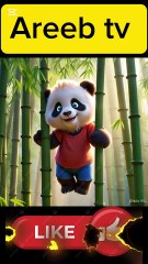 Cute panda cub and lion