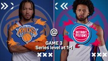 Knicks cling on to take series lead in tense finish with Pistons