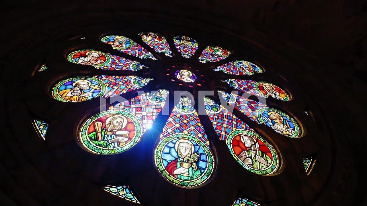 Stained glass window tilt in Cathedral