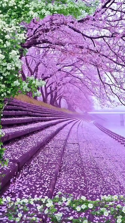 Purple Blossom Trees by the River 🌸🌊 | Bird Sounds & Relaxing Nature Ambience