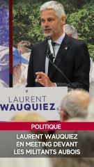 Laurent Wauquiez en meeting devant les militants aubois