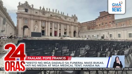 Pwesto ng mga dadalo sa funeral mass bukas, pati ng media at mga medical tent, handa na | 24 Oras
