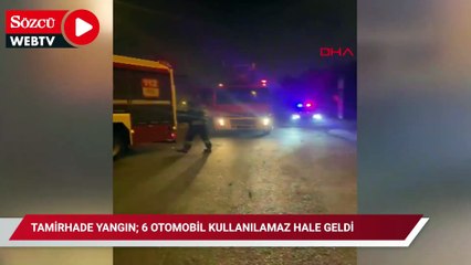 Tekirdağ'da tamirhane yangını; 6 otomobil kullanılamaz hale geldi