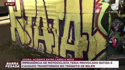 Imprudência de motociclista provoca batida com carro em Belém