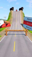 Cars & Cement Trucks vs Log Trap - BeamNG.Drive
