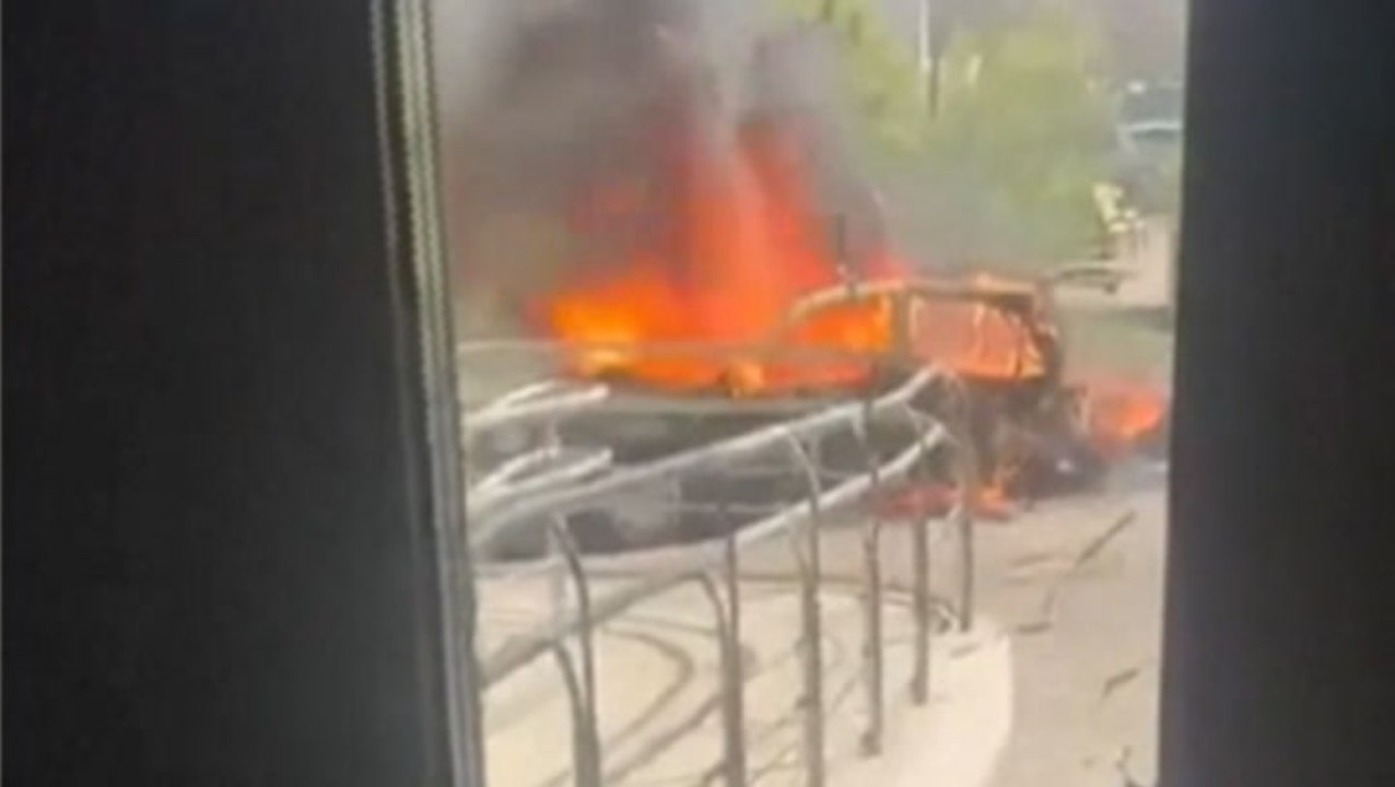 Flames rage from car after top Putin general killed in Moscow bombing
