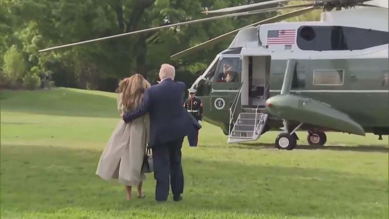 Trump and Melania’s passionate Marine One moment before Pope funeral trip shocks the world
