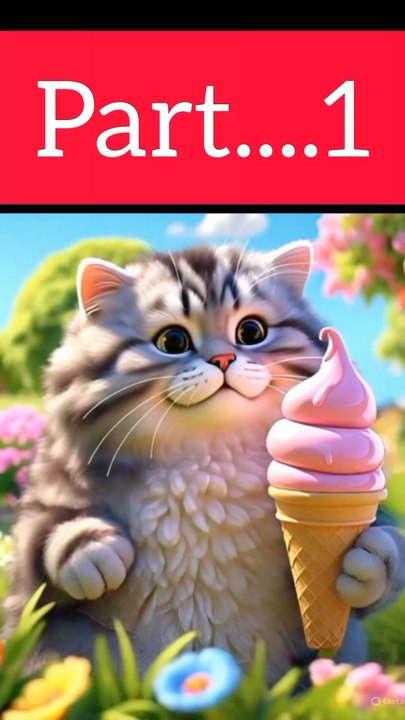 Cat gave ice cream for her children