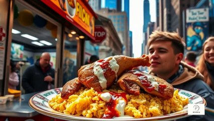 “Halal Carts, Bagels & $1 Pizza – NYC Street Food You Can’t Miss! 🍕🌭🗽”