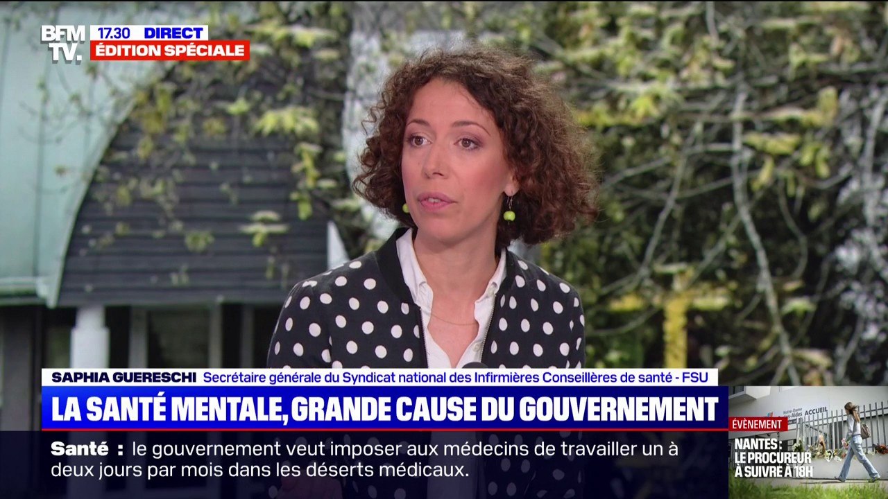 Santé mentale des jeunes: "Il y a des choses qui sont faites, mais ce n'est pas assez", indique Saphia Guereschi, syndicat national des infirmières conseillères de santé