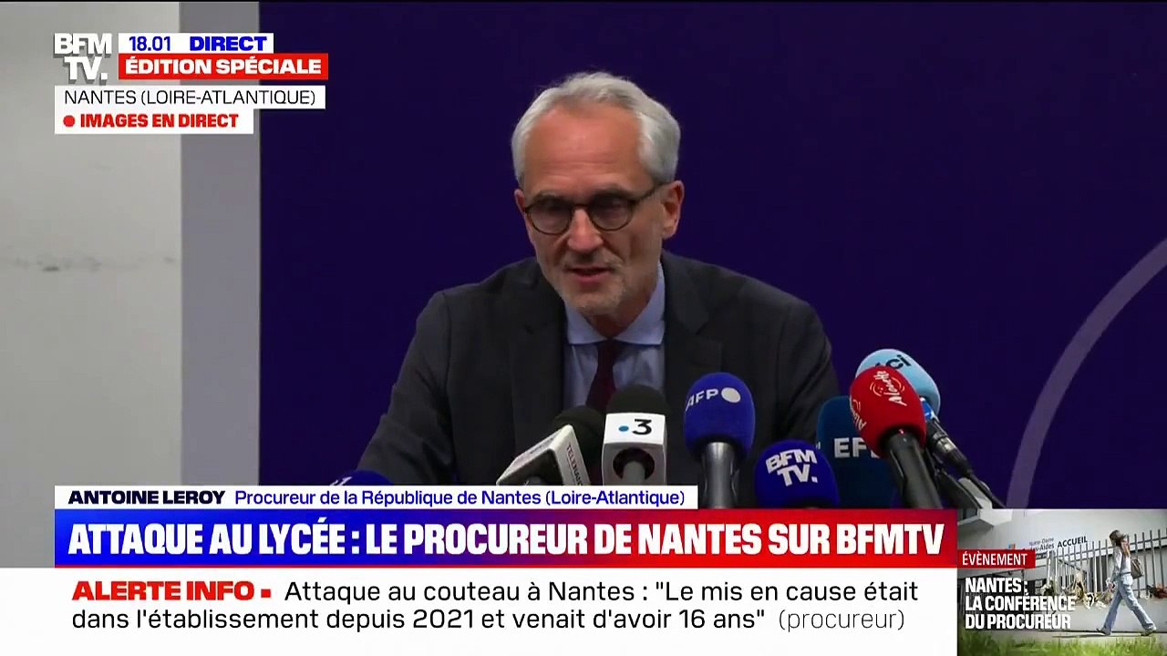 Procureur de Nantes : "Justin a donné 57 coups de couteau à la fille qui est décédée. Avant l'attaque, il s'est scarifié le front. Il est fasciné par Hitler et suicidaire. Il ne donne aucune explication à son geste"