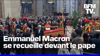 Emmanuel et Brigitte Macron se recueillent devant la dépouille du pape