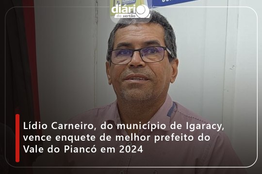Lídio Carneiro, do município de Igaracy, vence enquete de melhor prefeito do Vale do Piancó em 2024