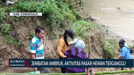 Jembatan Ambruk, Aktivitas Pasar Hewan Terganggu Hingga Warga Terpaksa Menyeberang Sungai