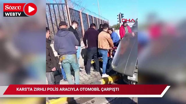 Kars'ta zırhlı polis aracıyla otomobil çarpıştı