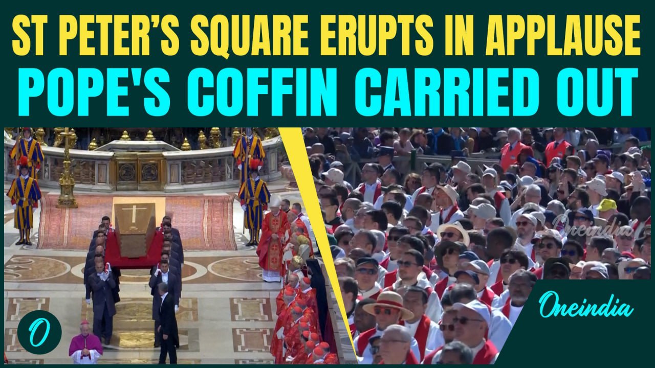 Pope Francis’ Coffin Carried Out of St. Peter’s Basilica| Crowds Clap as Pontiff’s Funeral Begins