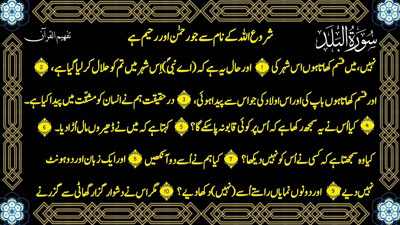 Surah Al-Balad (سورة البلد ترجمعہ) Only Urdu Translation (Tafheem ul Quran)