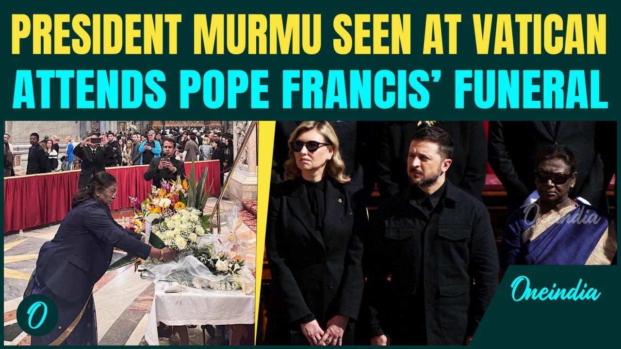 President Draupadi Murmu SPOTTED at Pope Francis’ Funeral; Sits Next to Zelensky During Funeral Mass