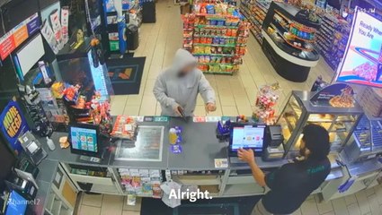 Armed robber’s bizarre message to cashier after raiding store