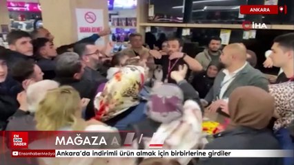 Ankara'da indirimli ürün almak için birbirlerine girdiler