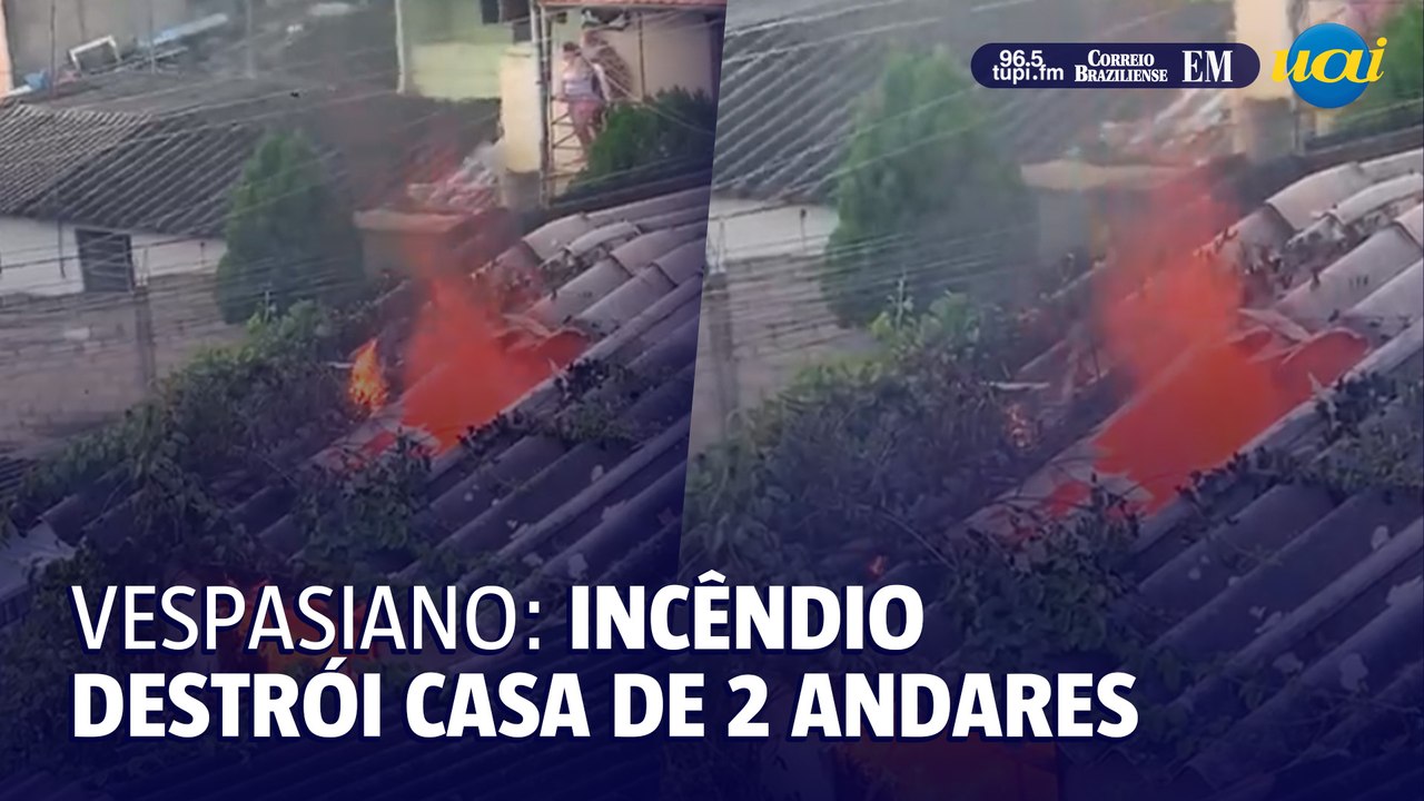 Incêndio destrói casa de dois andares em Vespasiano, na Grande BH