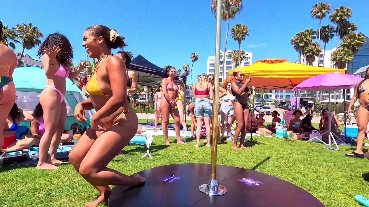 Epic Santa Monica Beach Party: Pole Dance, Bikini Babes & Fun Vibes!