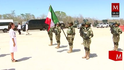 Sheinbaum inaugura las obras del Tren Maya de carga en Progreso