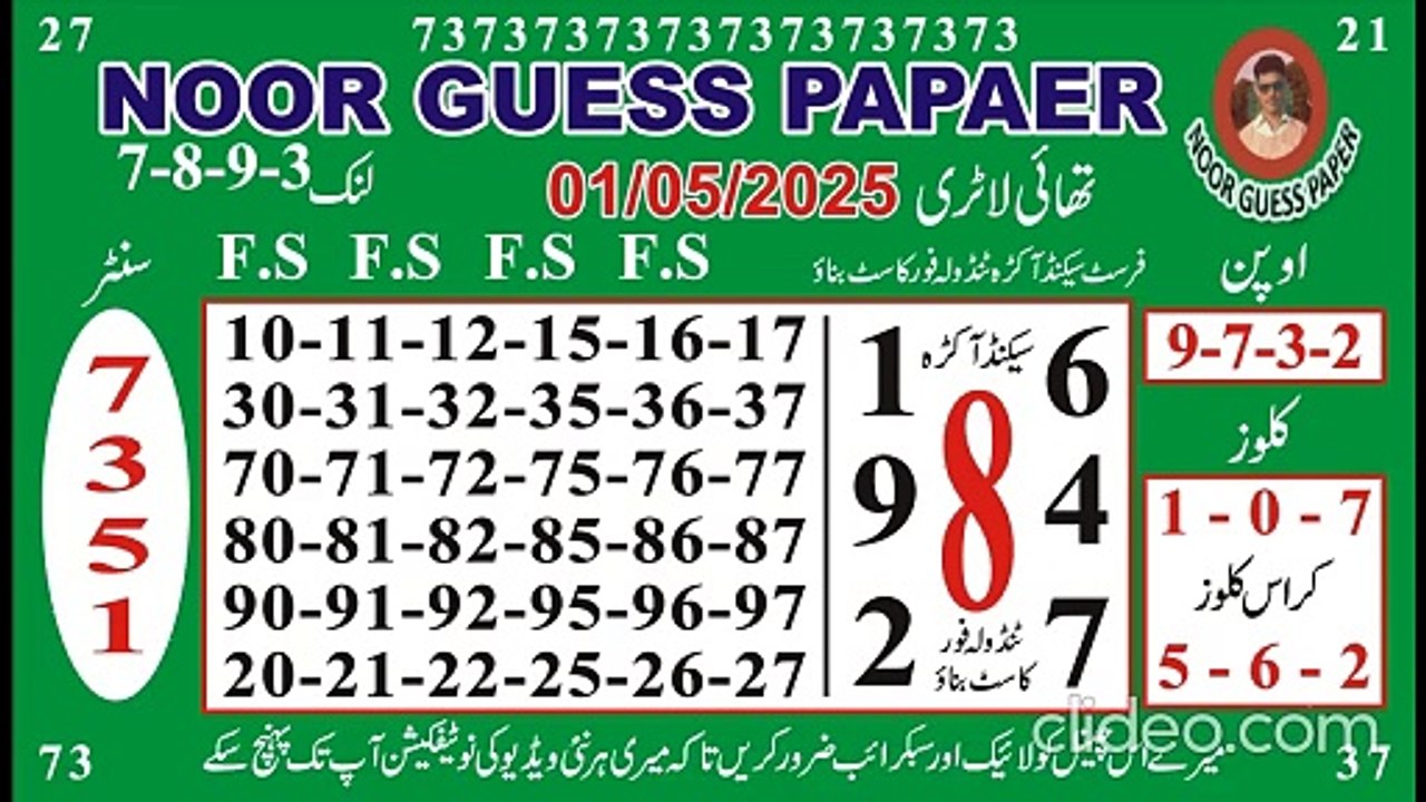 Thai Lottery First akrra powerful Gift 1-5-2025 Guess Paper - Guess Paper 2025 - Noor Guess Pape
