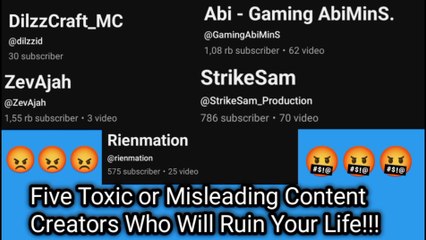 5 misleading and jerk content creators Minecraft who will ruin your life