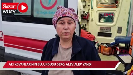 Arı kovanlarının bulunduğu depo, alev alev yandı