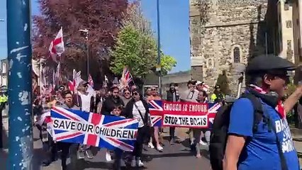 An anti-immigration group has already passed through the town centre