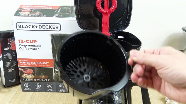 BLACK+DECKER 12-Cup Coffee Maker with Easy On/Off Switch, Easy Pour, Non-Drip Carafe with Removable Filter Basket, Vortex Technology, Black
